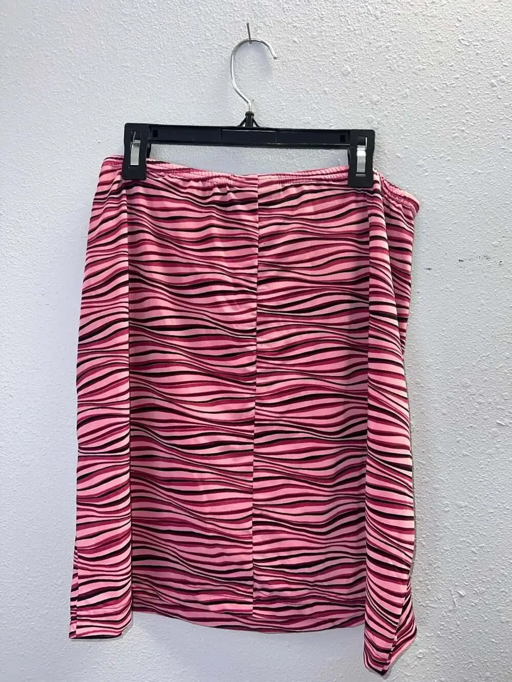 VINTAGE Y2K No Boundaries Pink Wavy Print Mini Skirt Retro Rave Bimbocore 0267